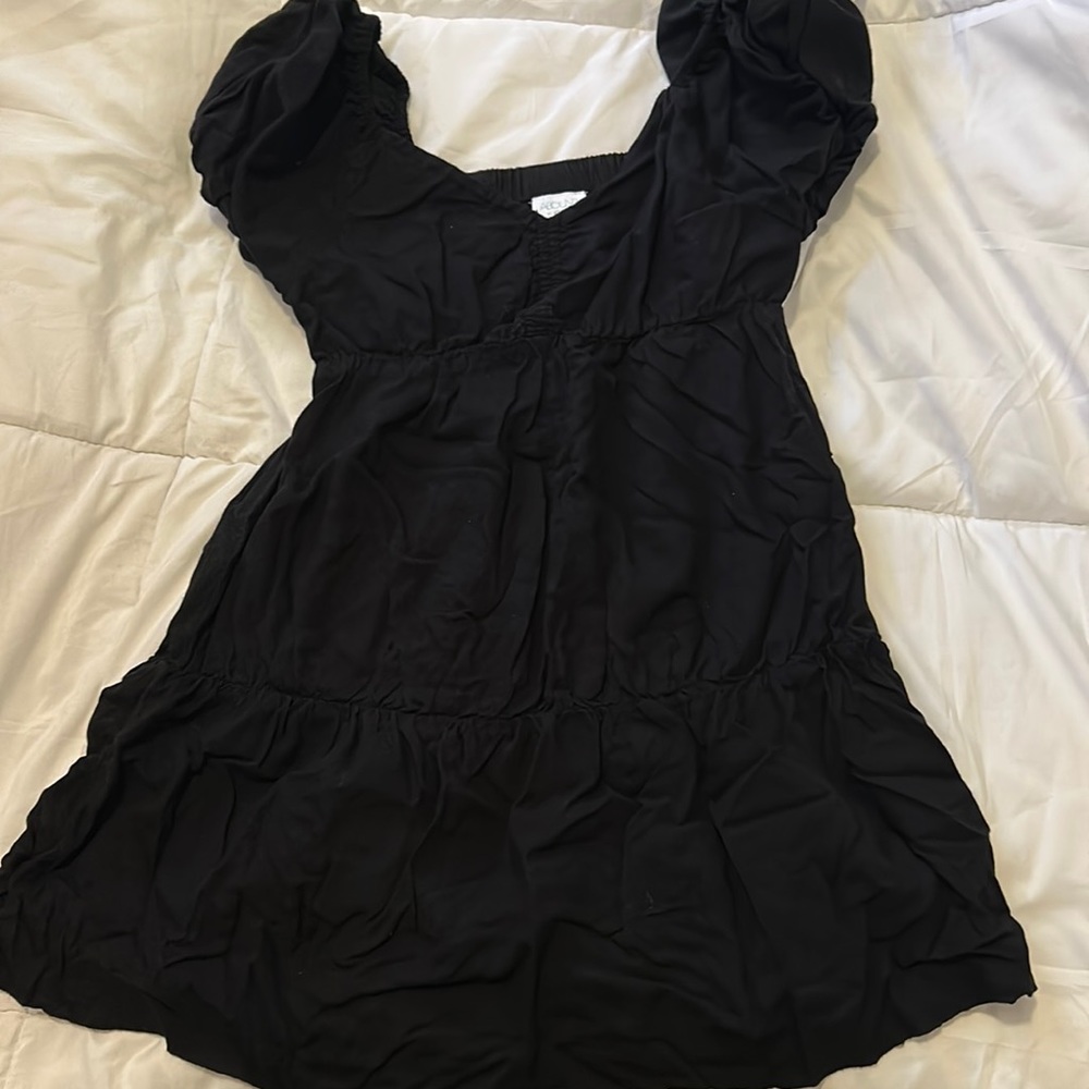 black abound ruffle dress